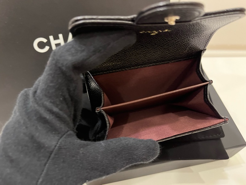 Chanel 黑金荔枝雙層卡夾-1