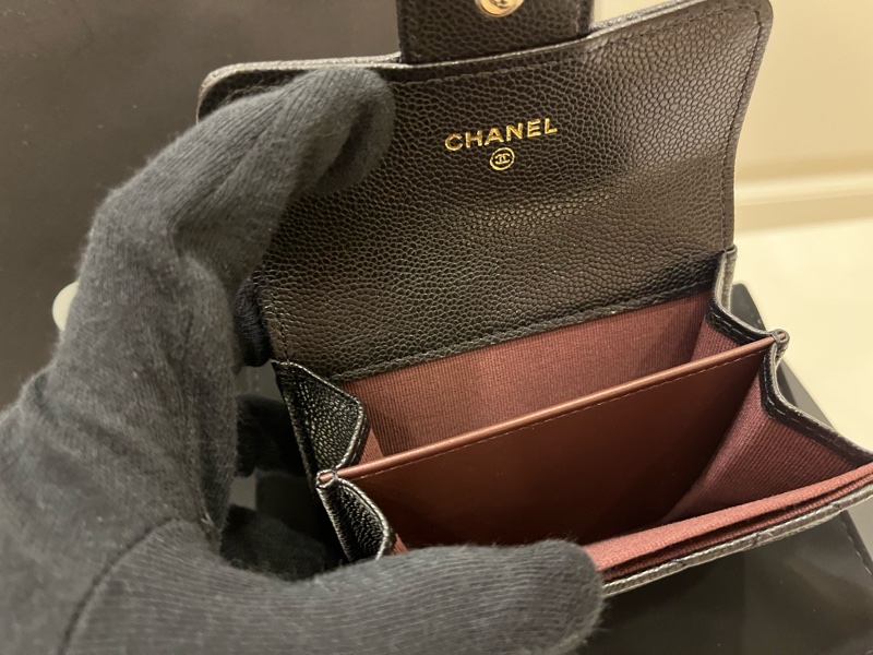 Chanel 黑金荔枝雙層卡夾-2