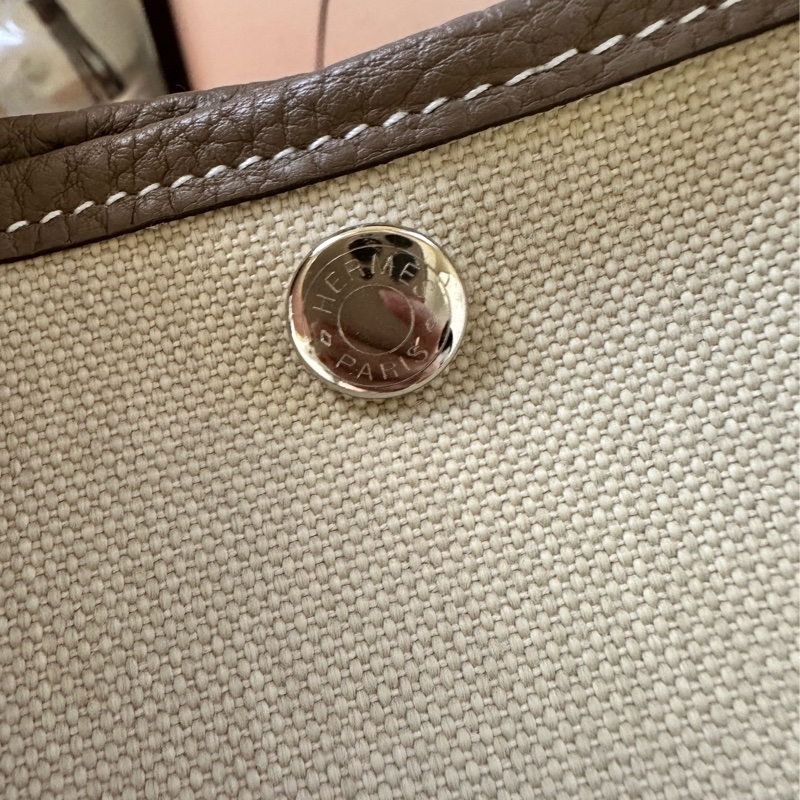 愛馬仕 Hermes Garden Party 30 大象灰拼帆布-5