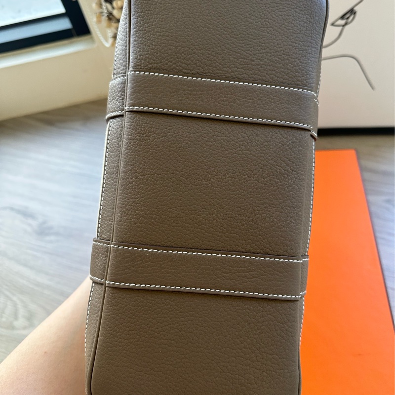 愛馬仕 Hermes Garden Party 30 大象灰拼帆布-8