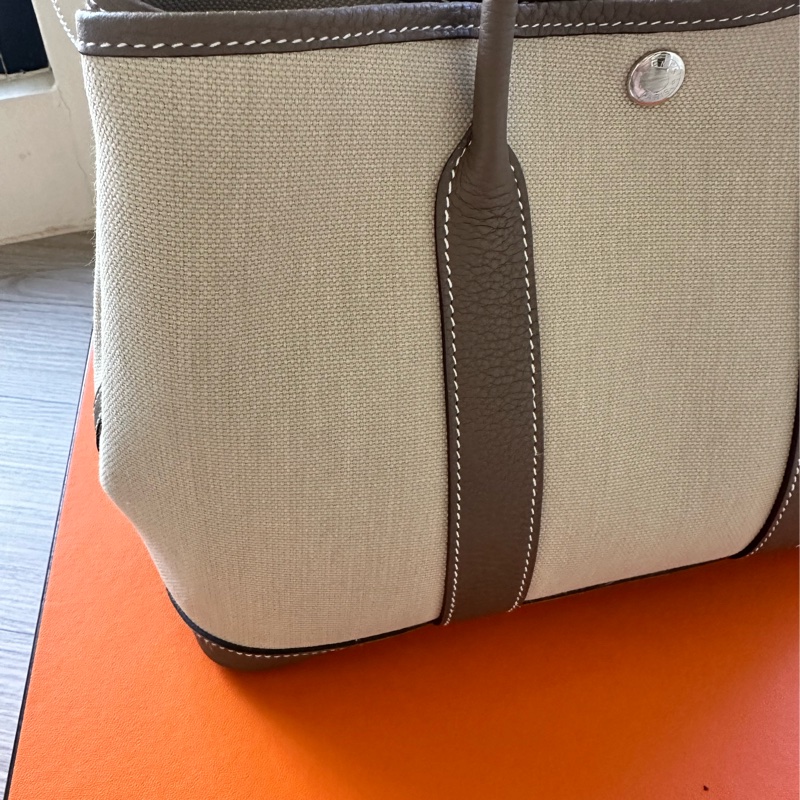 愛馬仕 Hermes Garden Party 30 大象灰拼帆布-14