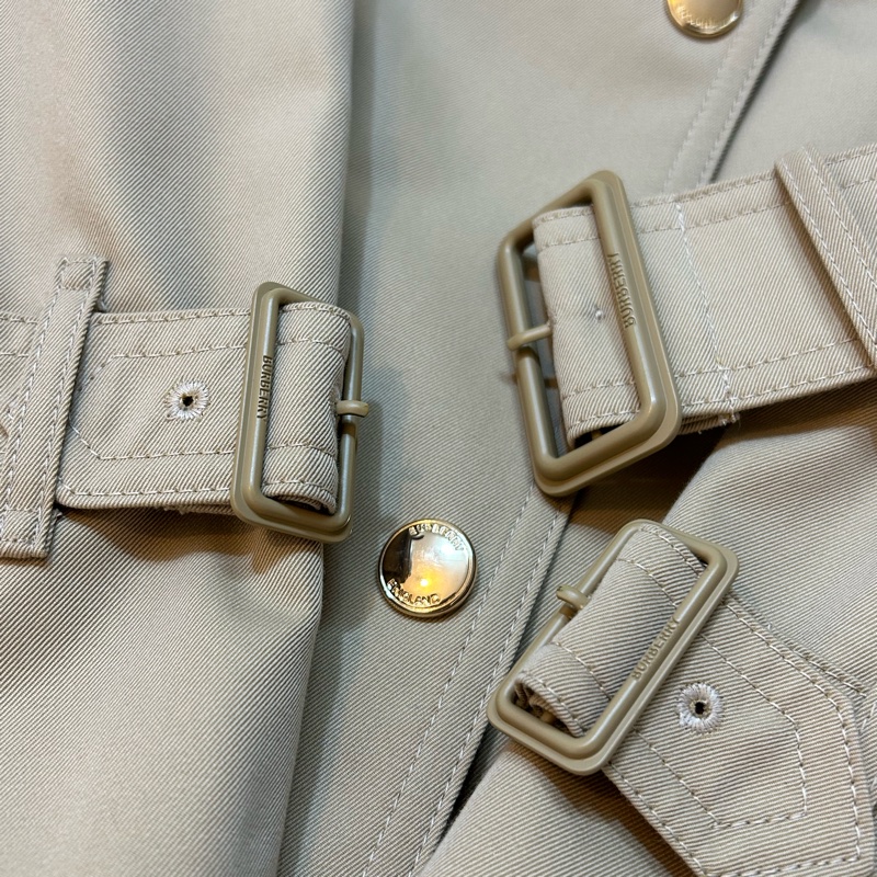 BURBERRY英國蜜金色長版格紋領 Gabardine 風衣UK4-6