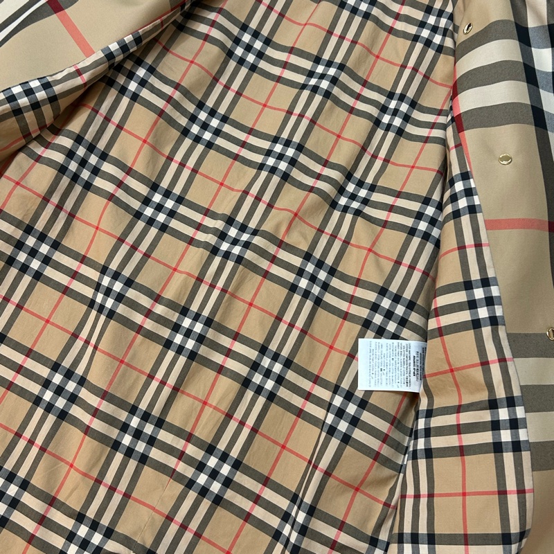 BURBERRY英國蜜金色長版格紋領 Gabardine 風衣UK4-12