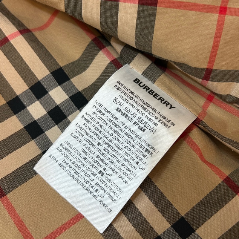 BURBERRY英國蜜金色長版格紋領 Gabardine 風衣UK4-14