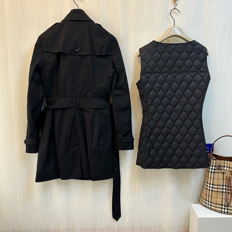 BURBERRY英國黑色兩件式風衣UK6-3