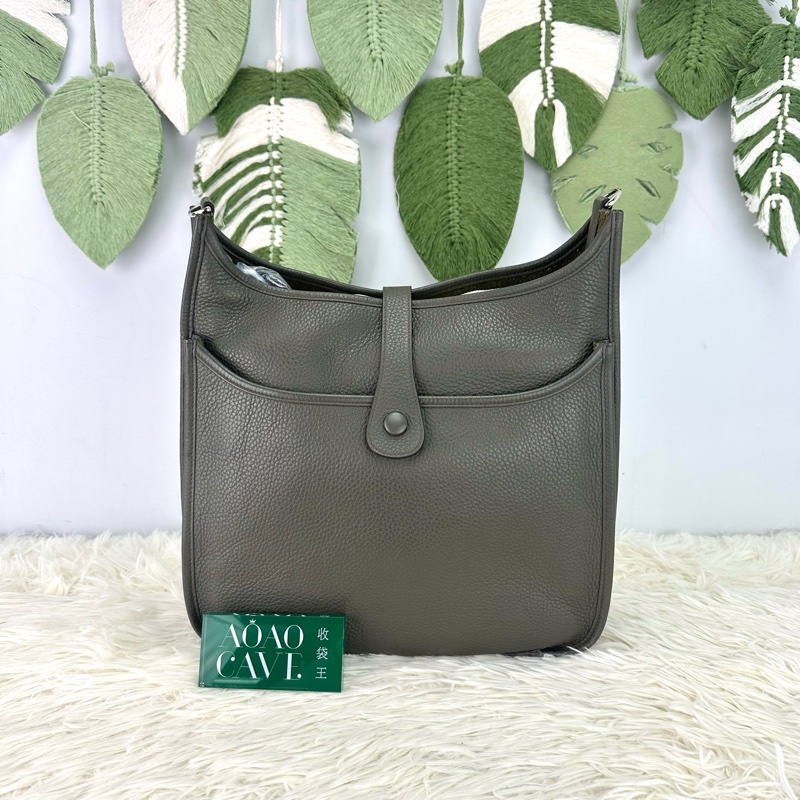 HERMES Evelyne 33 灰綠色 C6 T Stamp 單肩斜肩包-4