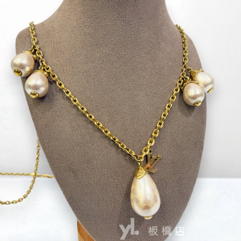 LV 粉色水滴型珍珠項鍊-4
