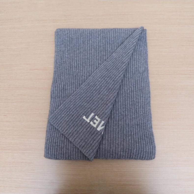 灰色 山羊絨 字母Logo刺繡 圍巾-1
