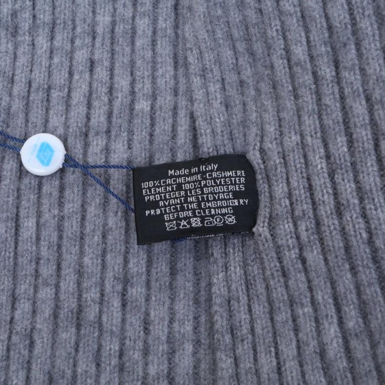 灰色 山羊絨 字母Logo刺繡 圍巾-3