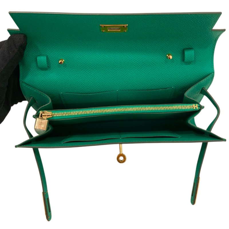 HERMES 愛馬仕 KELLY TO GO 綠色 斜背包-11