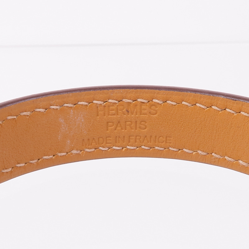 HERMES Epsom/Swift皮革Kelly Double Tour金扣手帶Etoupe-7