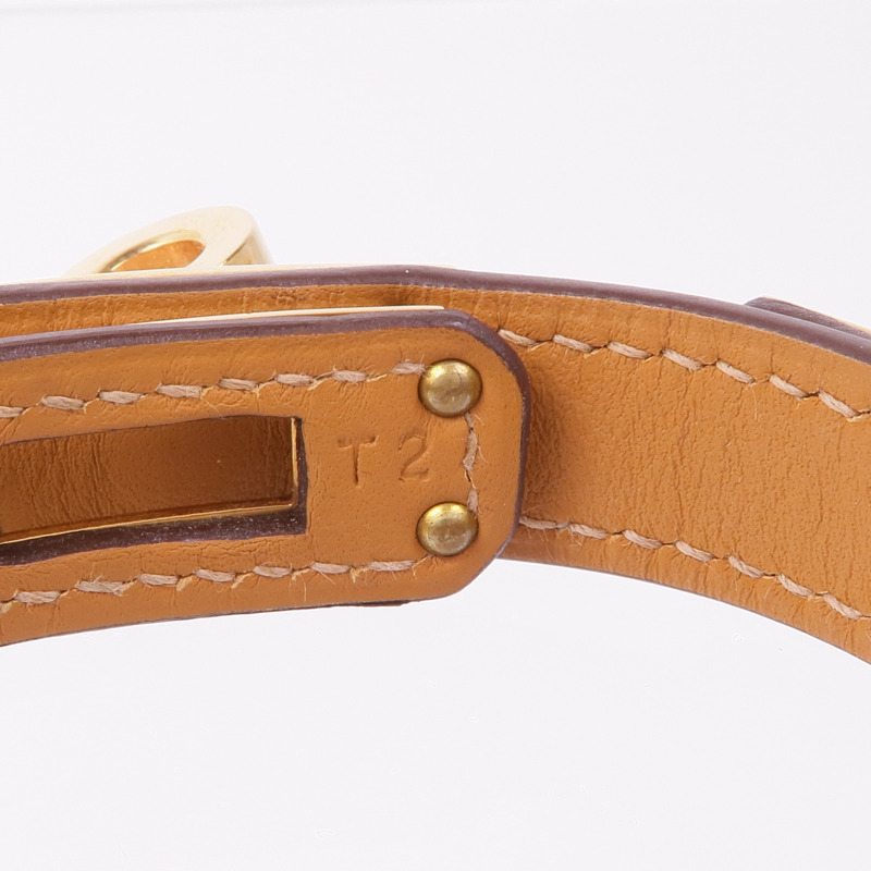 HERMES Epsom/Swift皮革Kelly Double Tour金扣手帶Etoupe-8