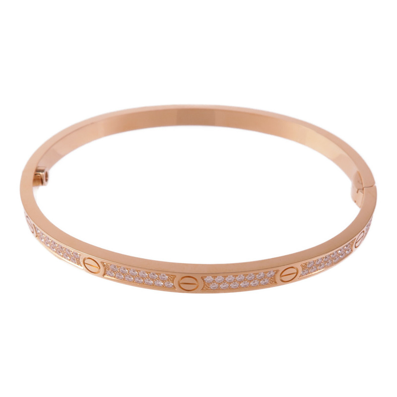 CARTIER 18K玫瑰金Love Bracelet Small Model Full Diamonds鑽石手鐲Cartier#16-2