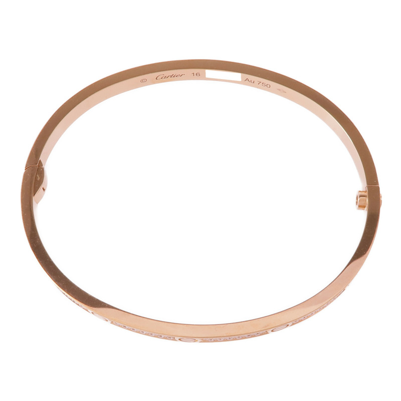 CARTIER 18K玫瑰金Love Bracelet Small Model Full Diamonds鑽石手鐲Cartier#16-3