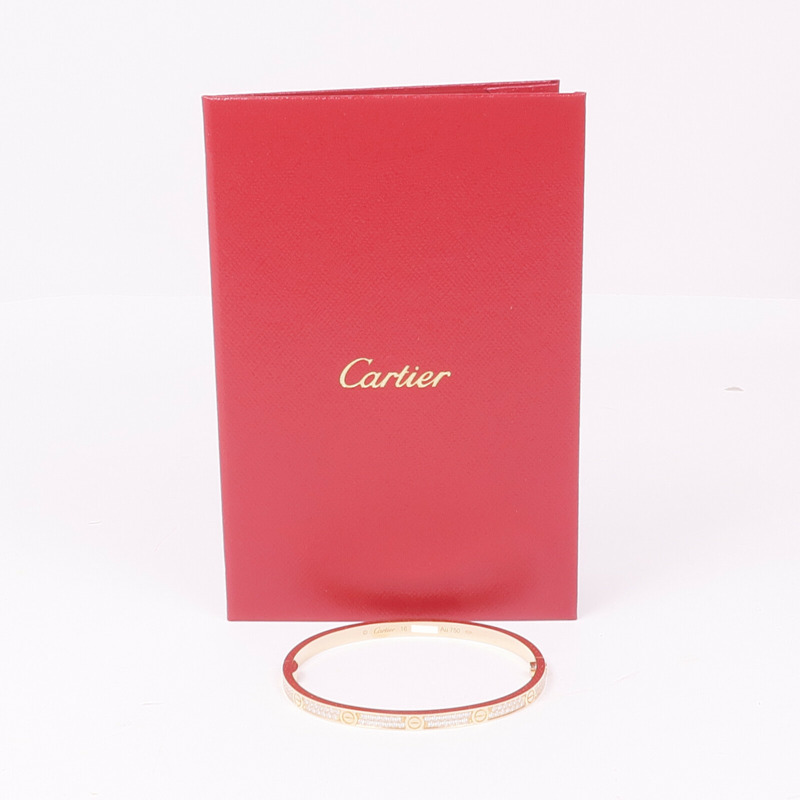 CARTIER 18K玫瑰金Love Bracelet Small Model Full Diamonds鑽石手鐲Cartier#16-7