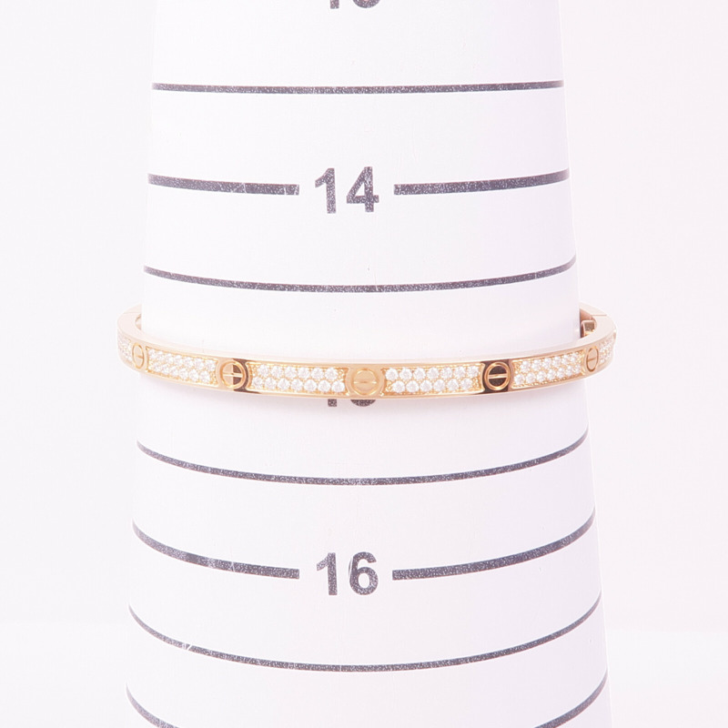 CARTIER 18K玫瑰金Love Bracelet Small Model Full Diamonds鑽石手鐲Cartier#16-8