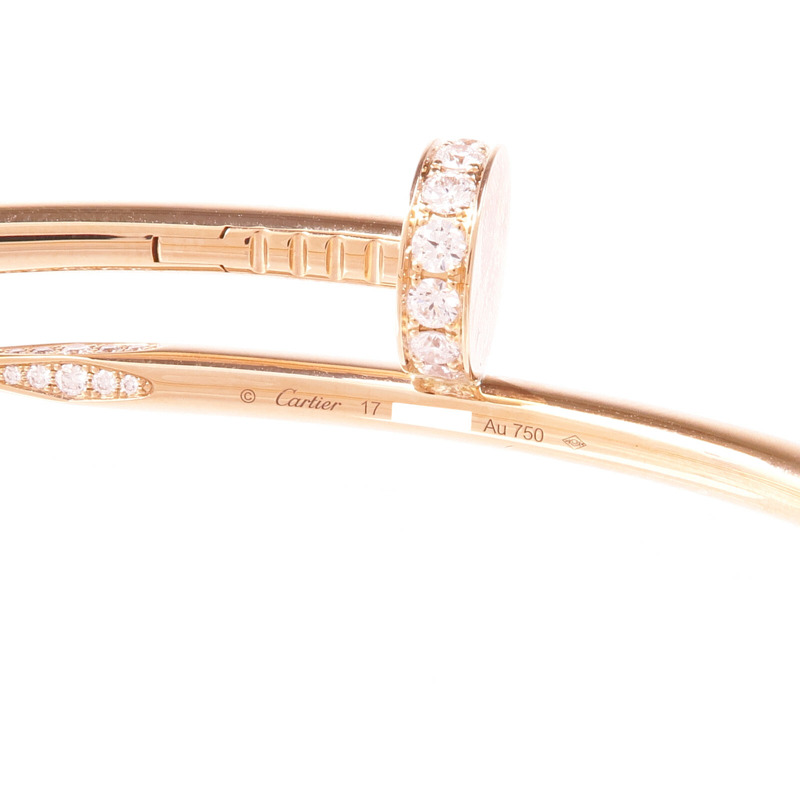 CARTIER 18K玫瑰金Juste un Clou鑽石手鐲Cartier#17-4