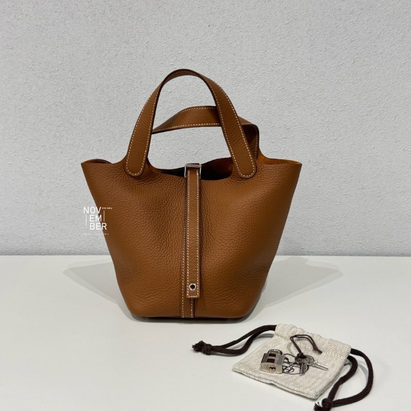 閒置新💖 全配有購證🙌🏻 Hermès 愛馬仕 Picotin18 金棕銀釦-0