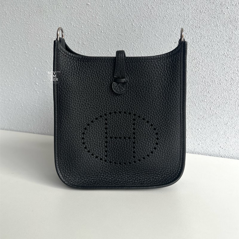 99新🆕 全配有購證🙌🏻 Hermès 愛馬仕 Evelyne Mini 黑色銀釦一代-0