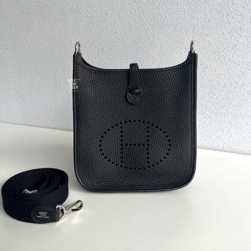 99新🆕 全配有購證🙌🏻 Hermès 愛馬仕 Evelyne Mini 黑色銀釦一代-1