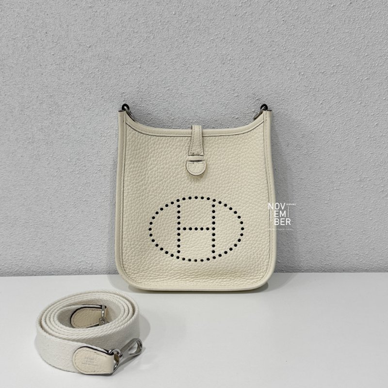 99新🆕 Hermès 愛馬仕 Evelyne Mini 奶油白銀釦一代-0