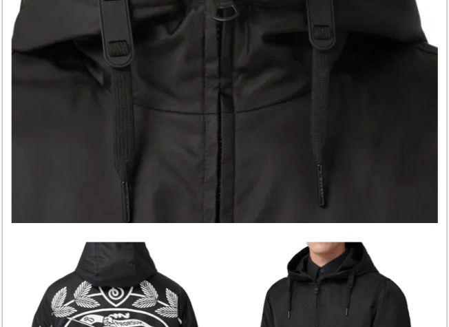 BURBERRY英國男款馬術騎士印花尼龍連帽外套XS-1