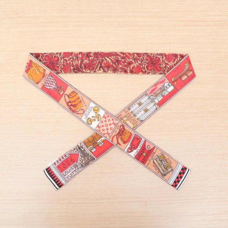 印花 桑蠶絲 Twilly 小絲巾-0