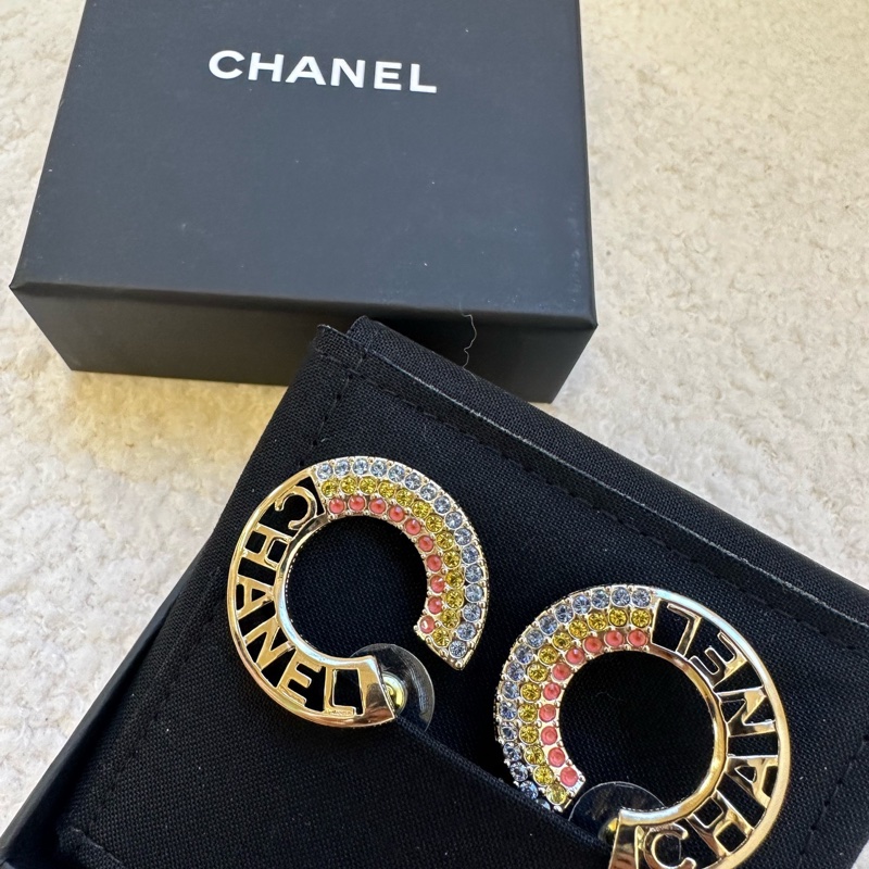 全新Chanel香奈兒23C+鏤空字母彩虹水耳釘-4