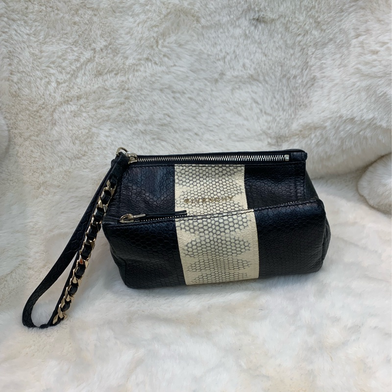 Givenchy 黑白蟒蛇設計 迷你手提包 XB372-0