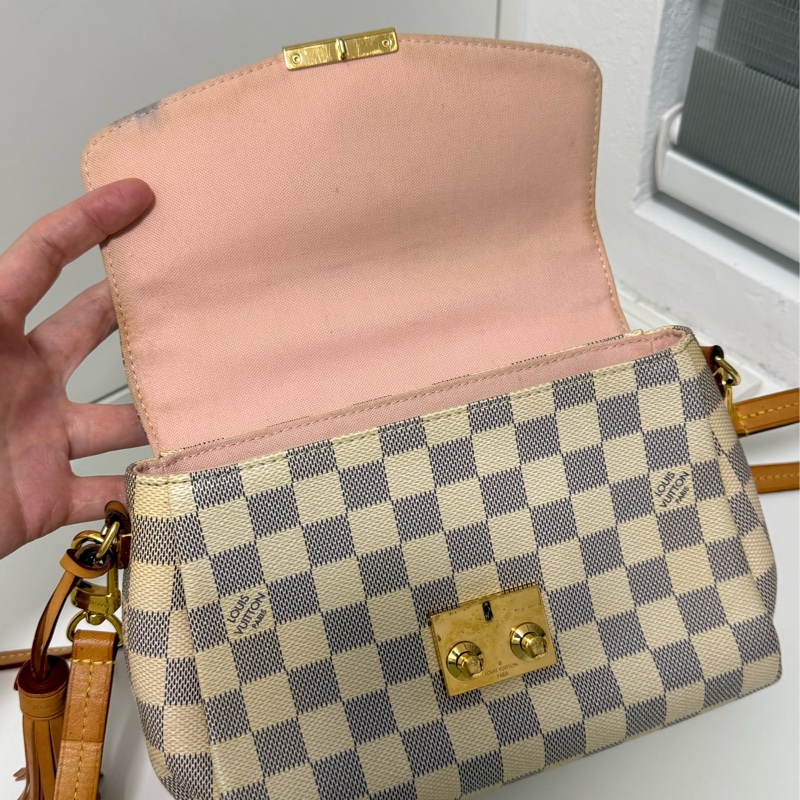 LV 路易威登 croisette 白棋盤流蘇郵差包斜背包-2