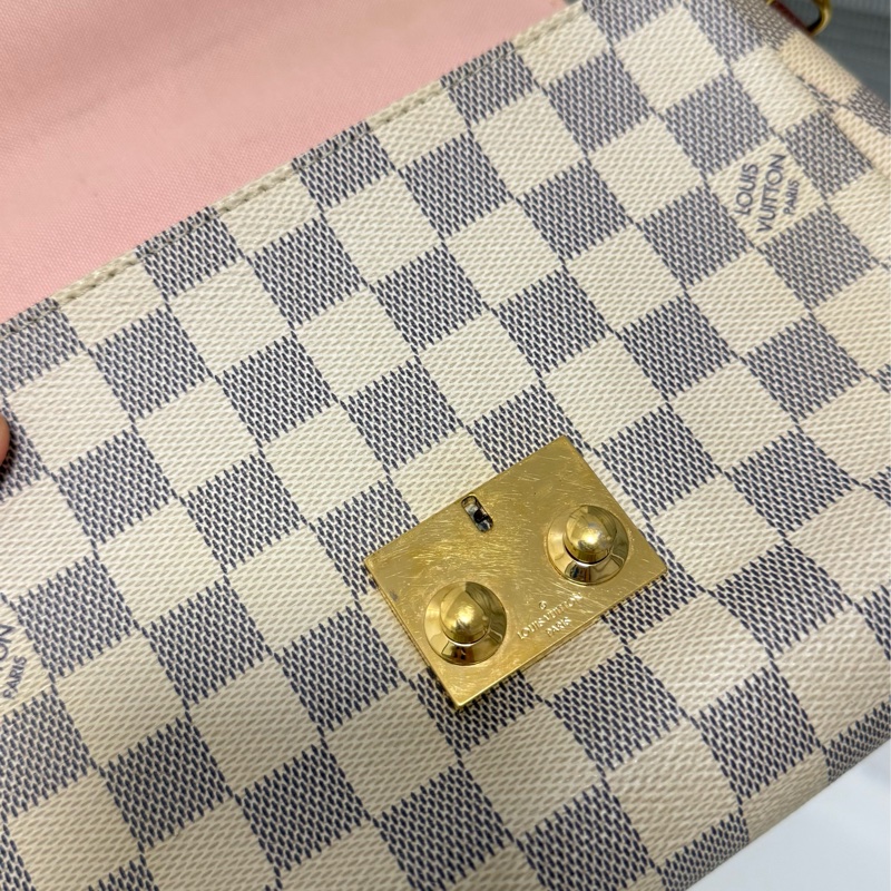 LV 路易威登 croisette 白棋盤流蘇郵差包斜背包-3