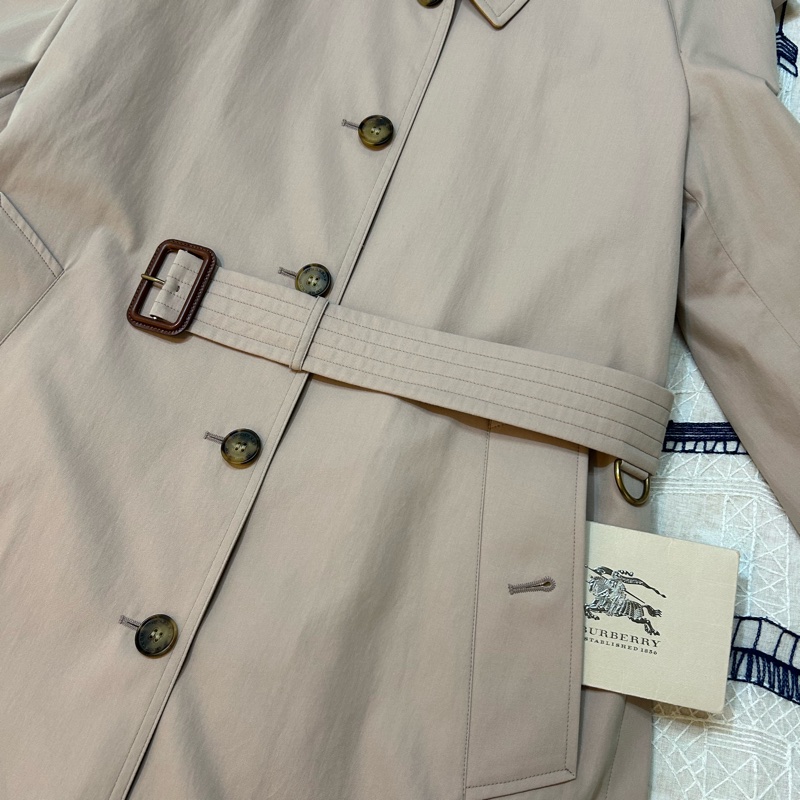 BURBERRY英國芋粉色側開衩長風衣UK10-6