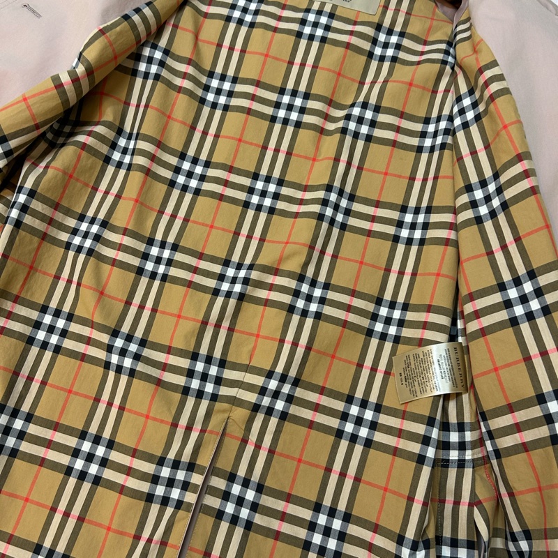 BURBERRY英國芋粉色側開衩長風衣UK10-12