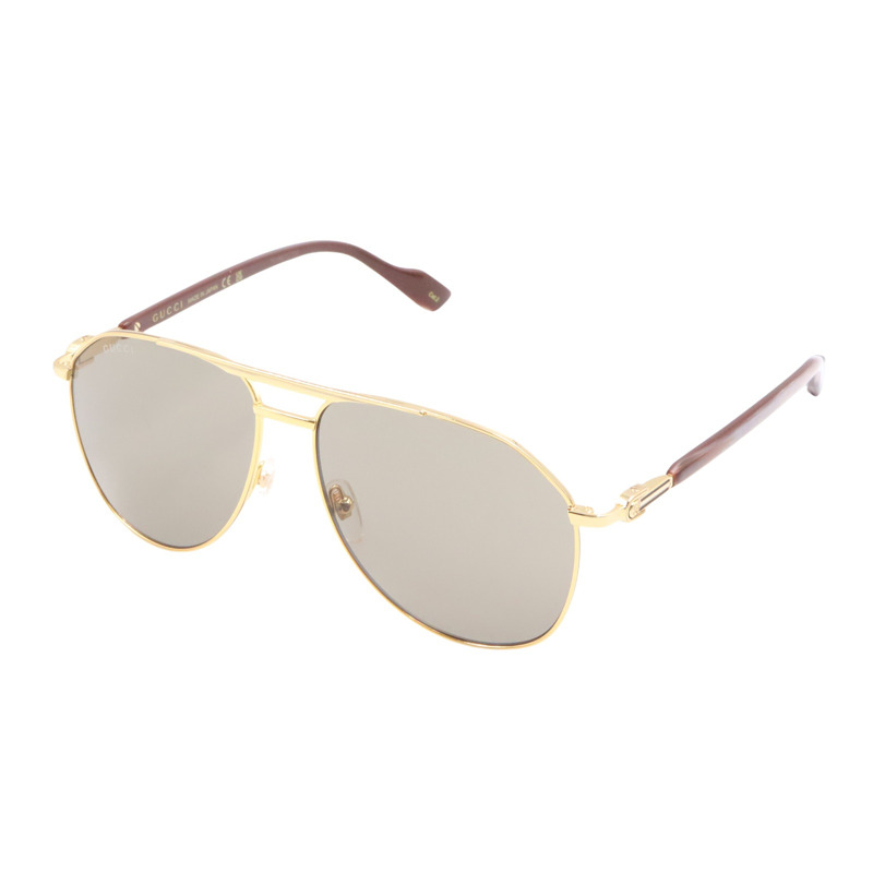 GUCCI 太陽眼鏡 太陽眼鏡 GG1220S-002/INT/SUN 塑膠鎳金棕色全新男女通用-1