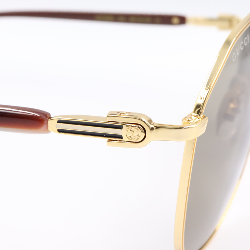 GUCCI 太陽眼鏡 太陽眼鏡 GG1220S-002/INT/SUN 塑膠鎳金棕色全新男女通用-5
