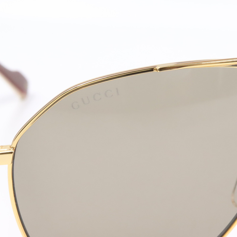 GUCCI 太陽眼鏡 太陽眼鏡 GG1220S-002/INT/SUN 塑膠鎳金棕色全新男女通用-6