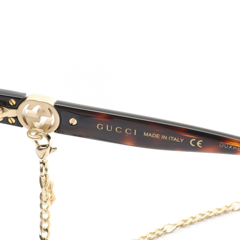 GUCCI 互鎖太陽眼鏡 塑膠 棕色 二手 女士-3
