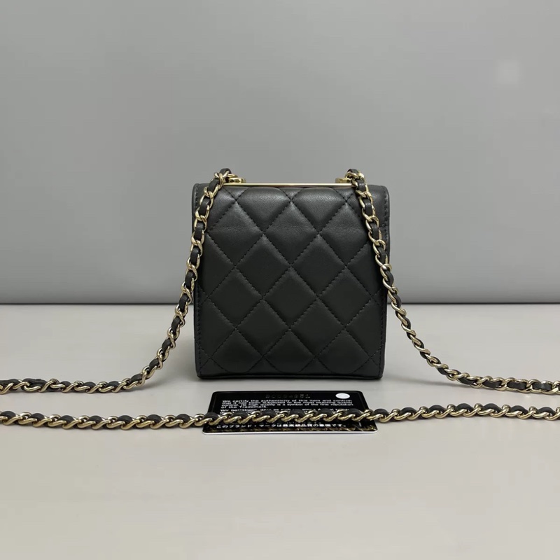 chanel香奈兒Trendy cc mini 深灰色全皮菱格鏈條包-0