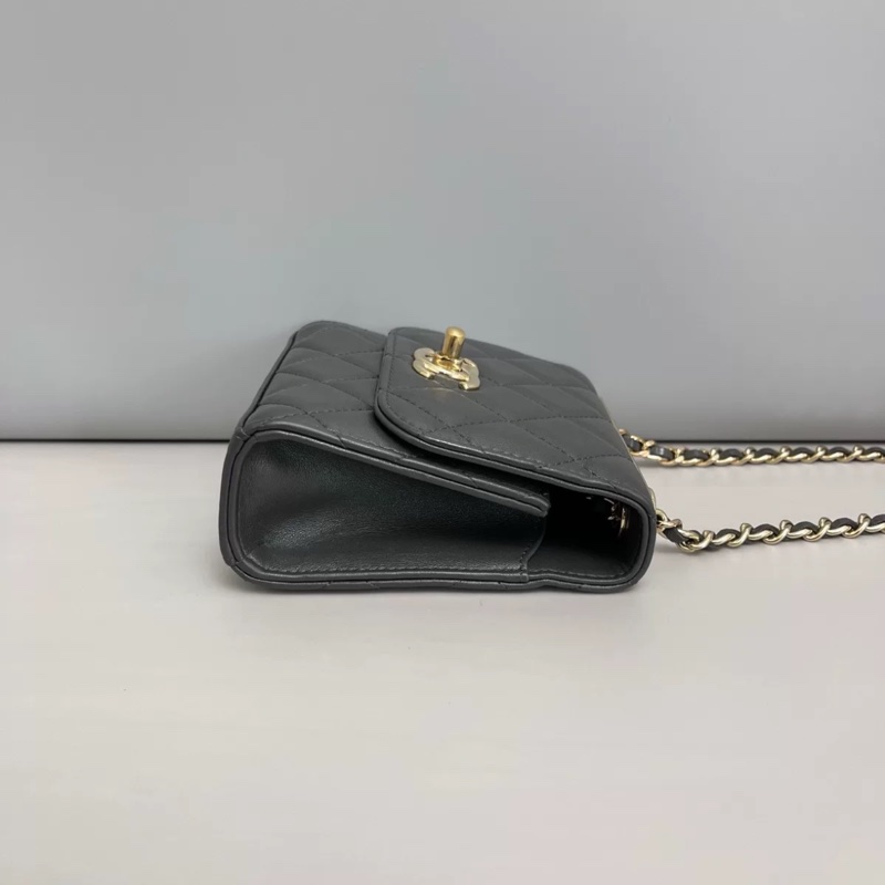 chanel香奈兒Trendy cc mini 深灰色全皮菱格鏈條包-2