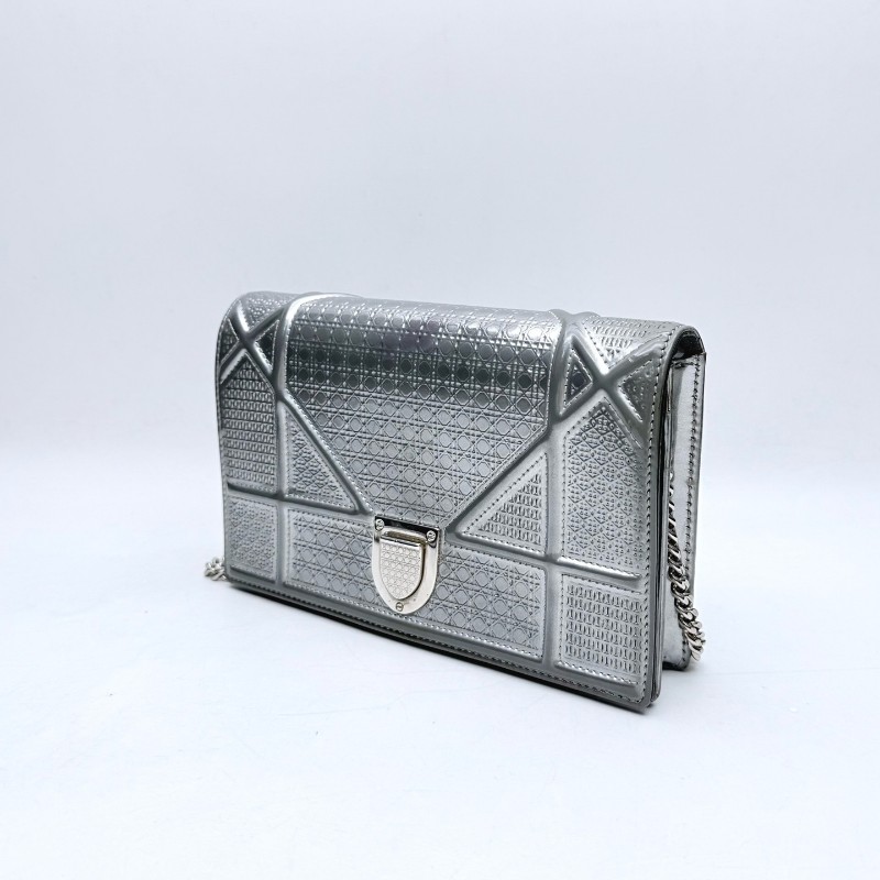Dior 銀色盾牌包woc 鏈條包 肩背包斜背包 底長19cm-3
