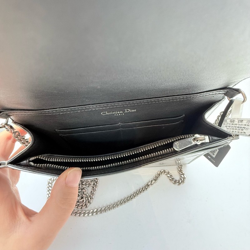 Dior 銀色盾牌包woc 鏈條包 肩背包斜背包 底長19cm-6