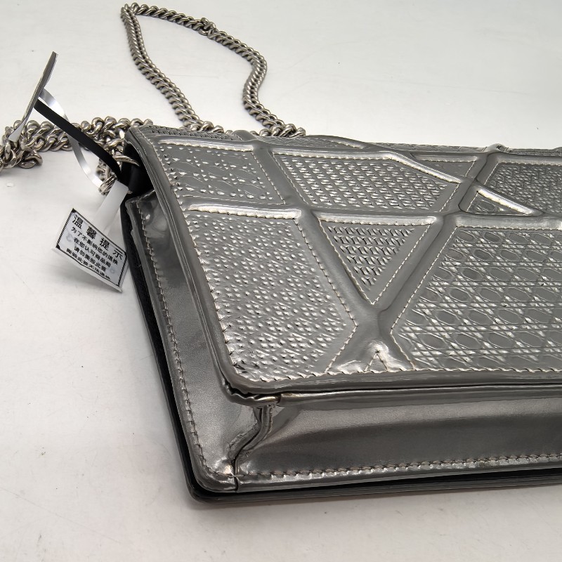 Dior 銀色盾牌包woc 鏈條包 肩背包斜背包 底長19cm-12