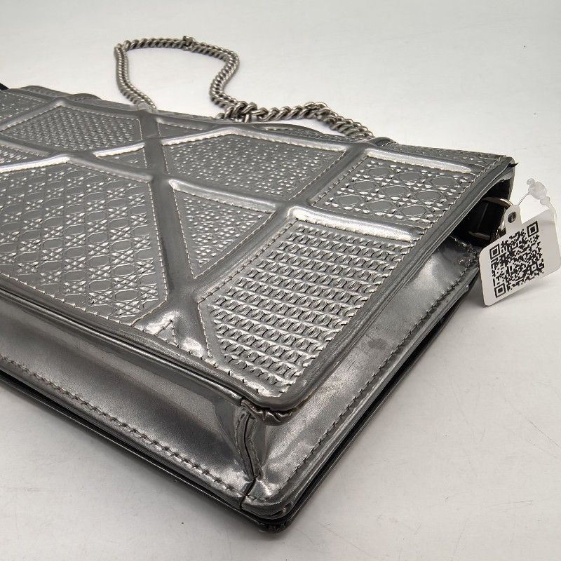 Dior 銀色盾牌包woc 鏈條包 肩背包斜背包 底長19cm-13