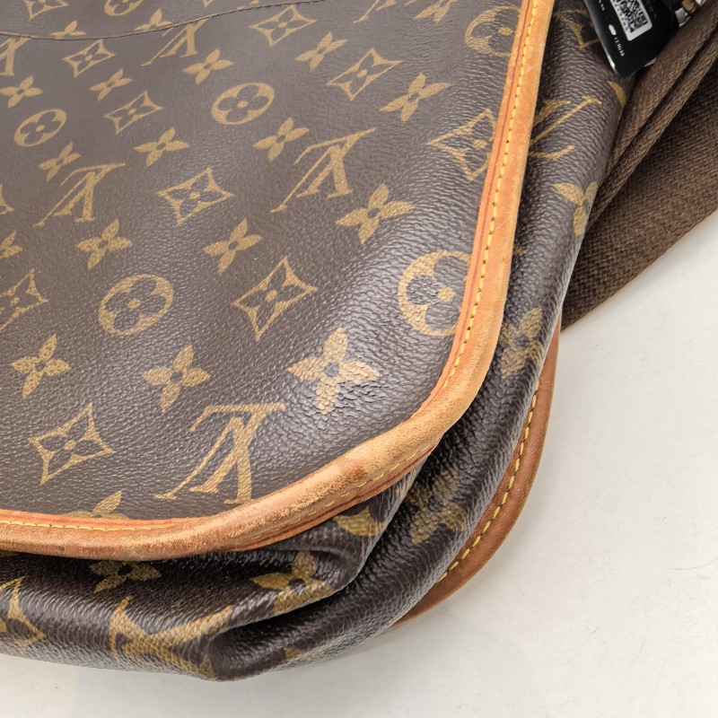 LV 老花翻蓋郵差 肩背包斜背包 底長31cm-12
