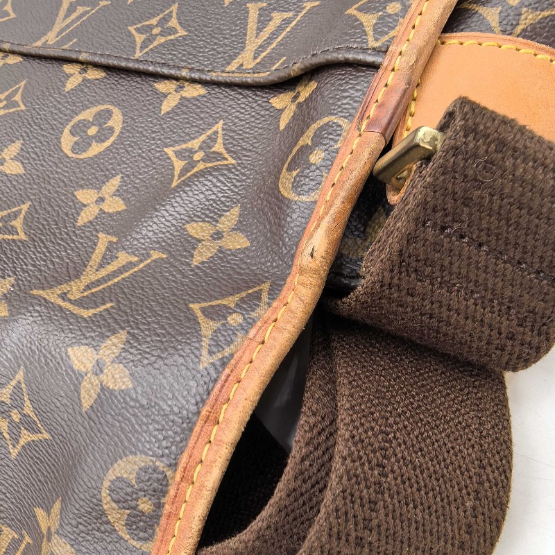 LV 老花翻蓋郵差 肩背包斜背包 底長31cm-14