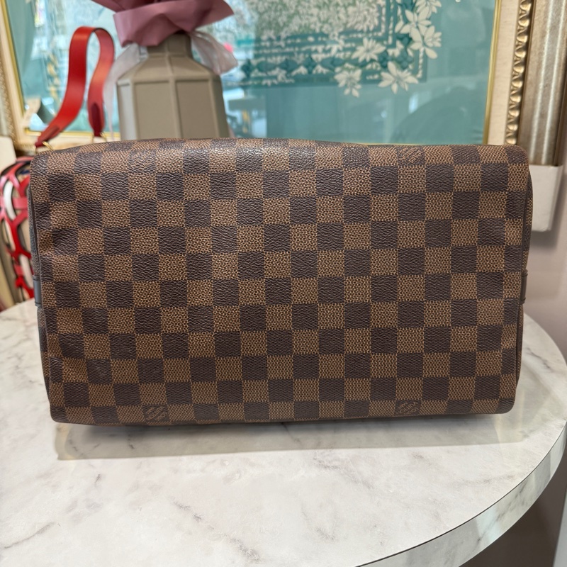 LV 咖棋盤格speedy30金釦手提肩斜背包-2