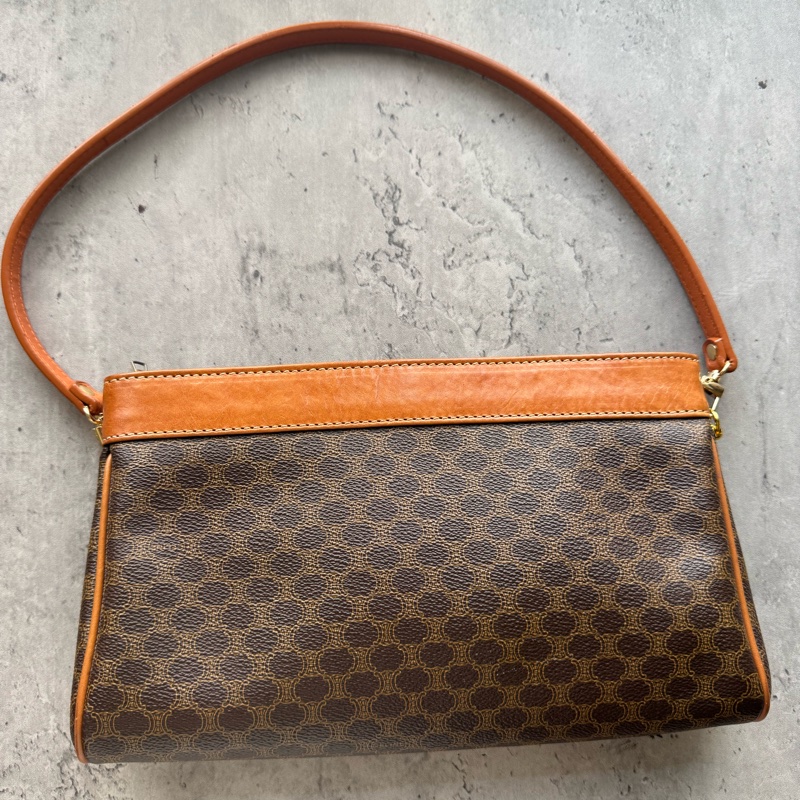 中古Celine Macadam老花腋下包 單肩包 手提包 棕色真皮-3