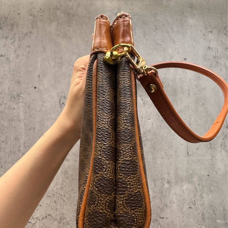 中古Celine Macadam老花腋下包 單肩包 手提包 棕色真皮-6
