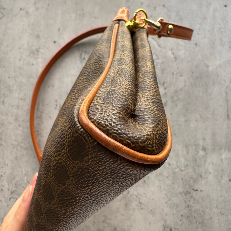 中古Celine Macadam老花腋下包 單肩包 手提包 棕色真皮-8