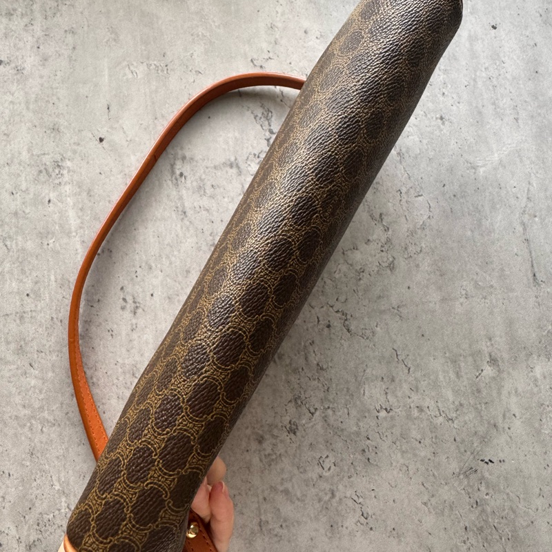 中古Celine Macadam老花腋下包 單肩包 手提包 棕色真皮-14